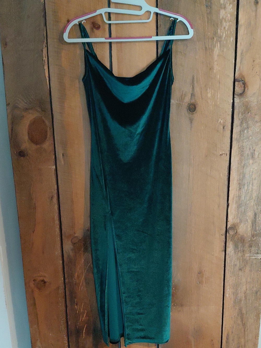 Velvet Spaghetti Strap Slip Dress - Emerald Green